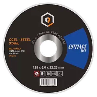 Disc abraziv pentru taiat metal si Inox OPTIMA flex 230x2x22,2