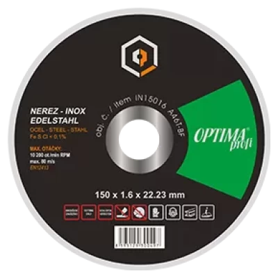 Disc abraziv pentru taiat metal si Inox OPTIMA Profi 115x1,0x22,2